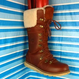 ROYAL CANADIAN  Louise 100%LAMB Leather+Real WoolFur+Waterproof Winter SnowBoot9